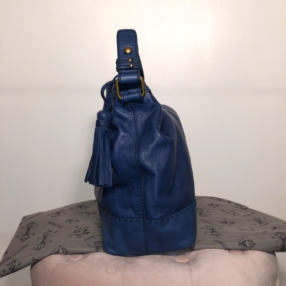 Isabella Fiore Blue Pebbled Leather Hobo - Picture 6 of 16
